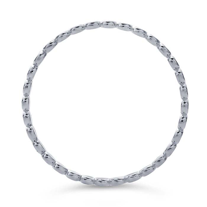 Sterling Silver Flat Beaded Ring