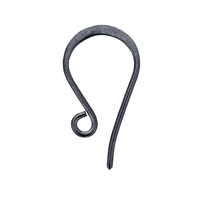 Sterling Silver Black-Finish Flat Eat Wire with Loop