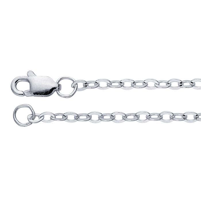 Sterling Silver 2.2mm Flat Oval Cable Chain