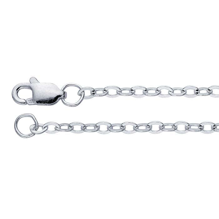 Chaîne câble ovale plate en argent sterling 2,2 mm