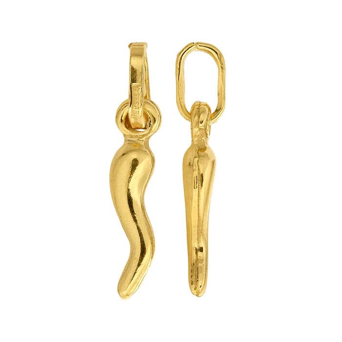 14K Yellow Gold-Plated Sterling Silver Italian Horn Pendant