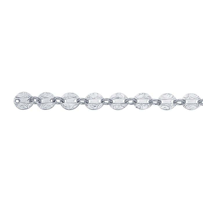 Sterling Silver 4.2mm Pattern Oval Link Chain, By the Foot
