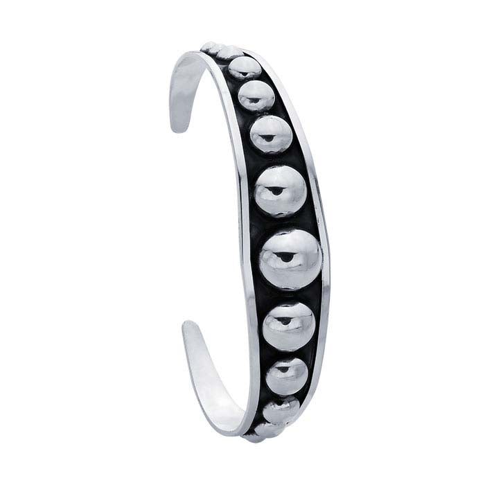 Sterling Silver Oxidized Graduating Beads Cuff Bracelet