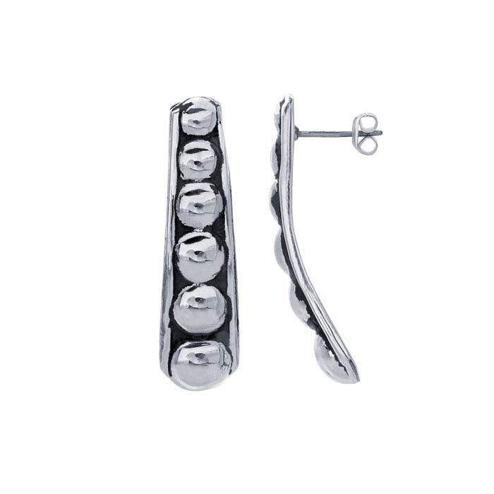 Sterling Silver Arch with Graduated Beads Post Earrings