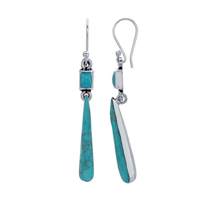 Sterling Silver Imitation Turquoise Drop Earrings