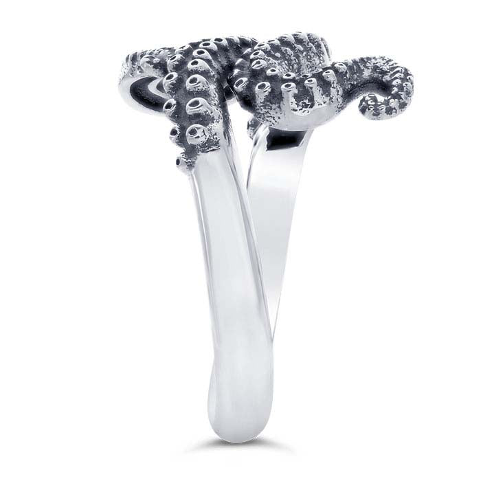 Sterling Silver Octopus Tentacle Ring, Adjustable