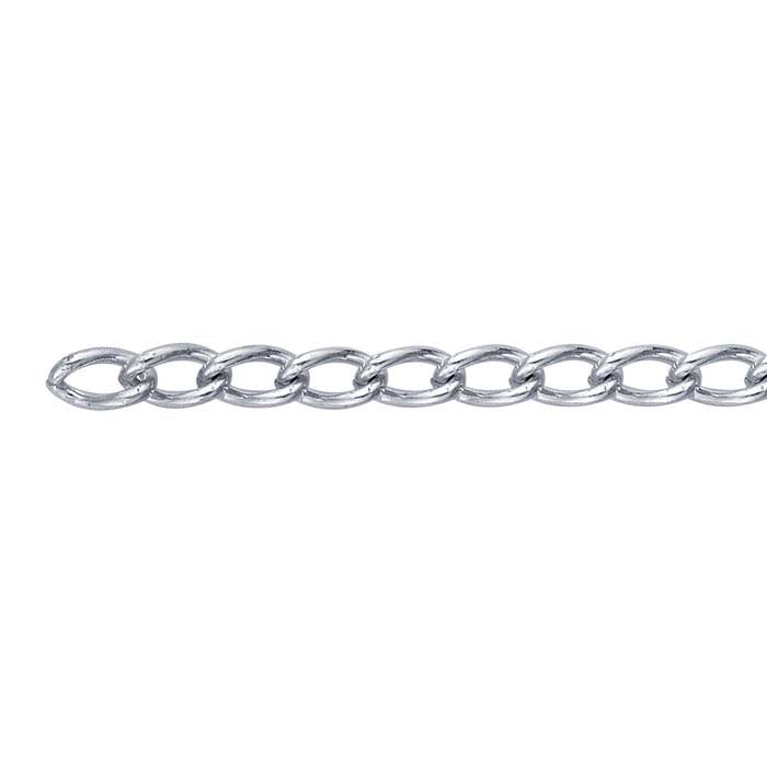Argentium® sidabro 3 mm grandinėlė Curb tipo, už pėdą