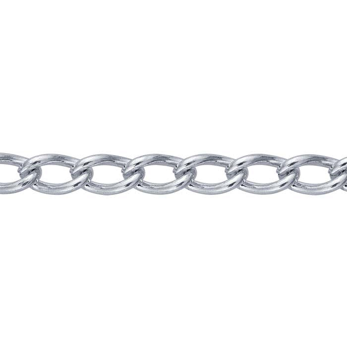 Argentium® sidabro 3 mm grandinėlė Curb tipo, už pėdą
