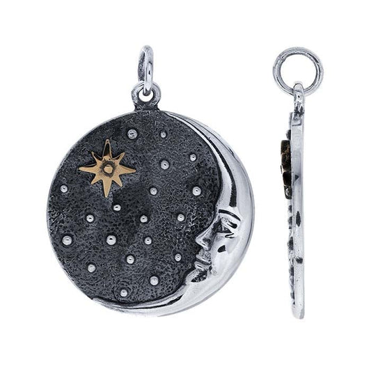 Sterling Silver Moon with Bronze Star Pendant