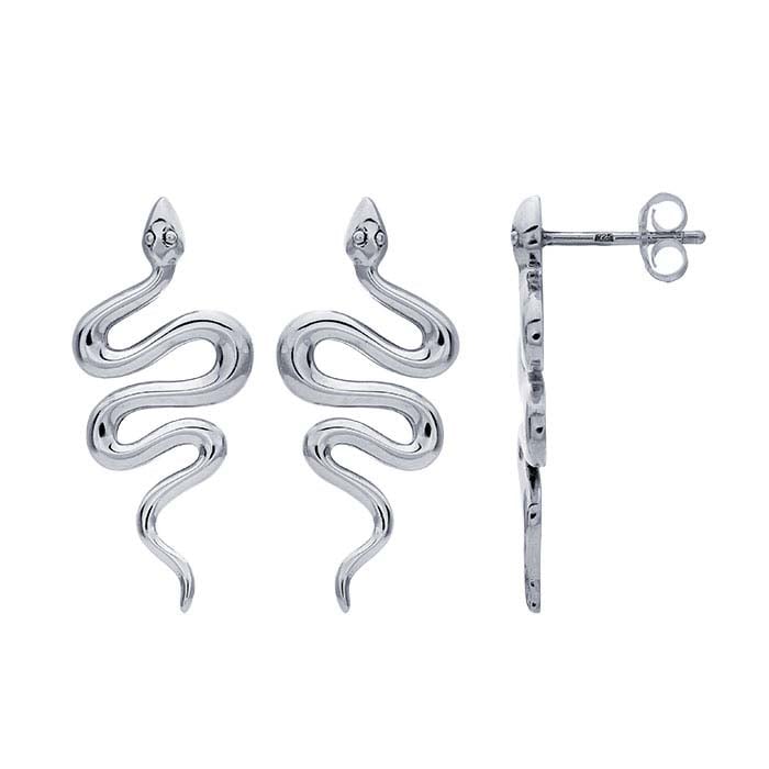 Sterling Silver Large Snake Post Earrings