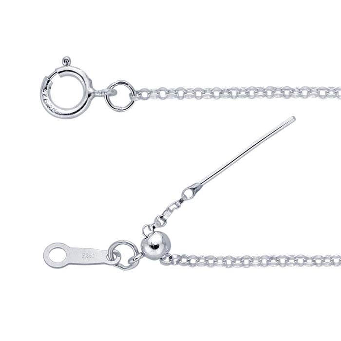 Sterling Silver 1.2mm Add-A-Bead Rolo Chain Necklace, Adjustable