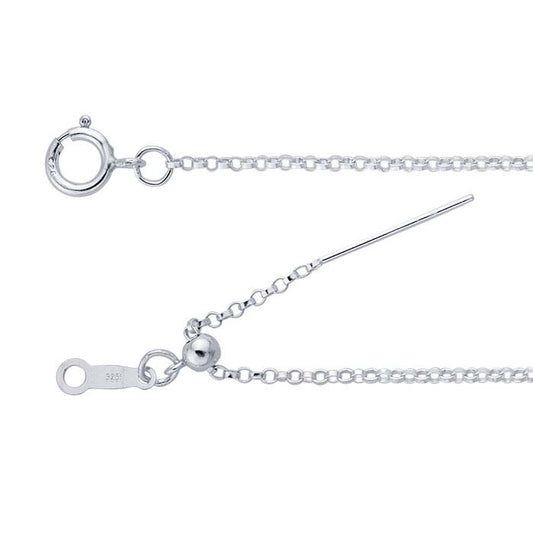 Sterling sølv 1,2 mm Add-A-Bead Rolo-kjede halskjede, justerbart