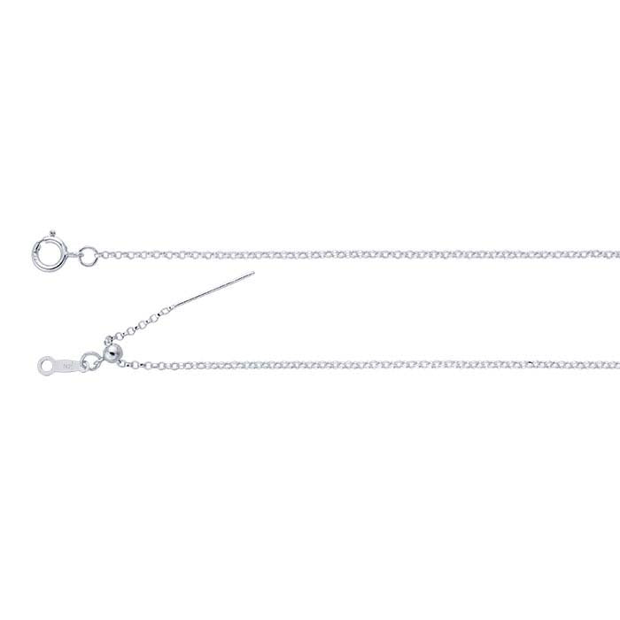 Sterling Silver 1.2mm Add-A-Bead Rolo Chain Necklace, Adjustable