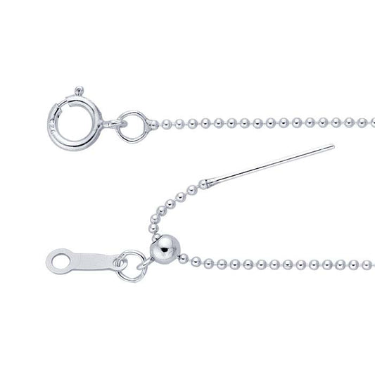 Sterling Silver 1mm Add-A-Bead Bead Chain Necklace, Adjustable