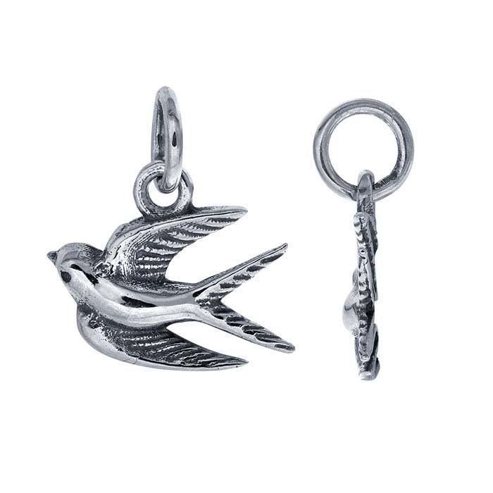 Sterling Silver Swallow Charm