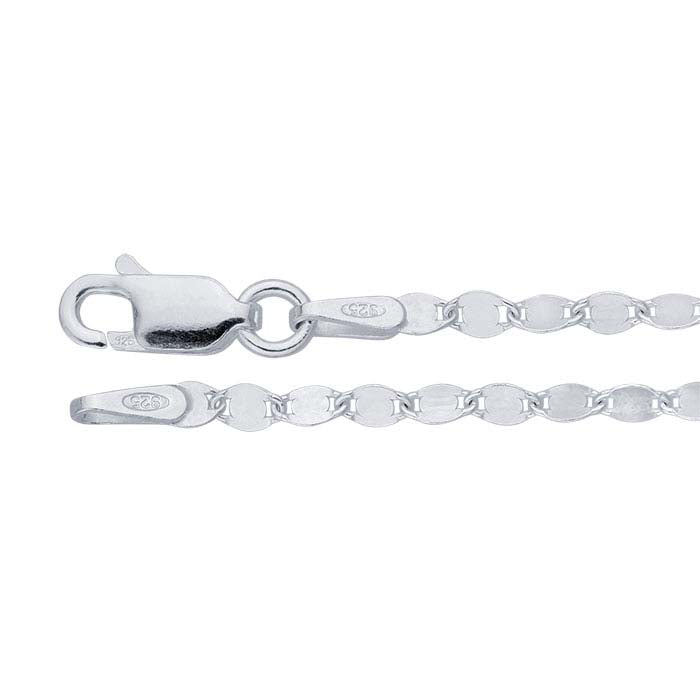 Sterling sølv 2,5 mm flat sirkelkoblingskjede