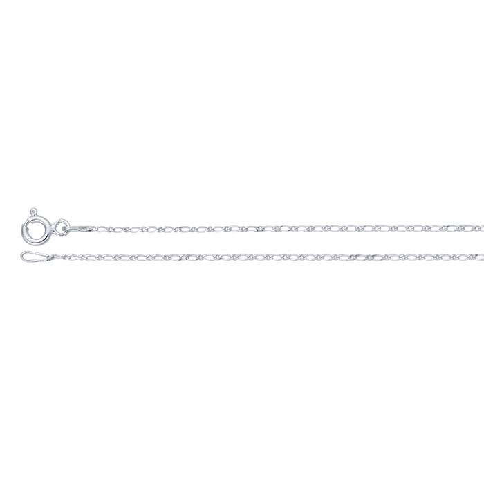 Sterling sølv 1,1 mm diamantkuttet Figaro-kjede
