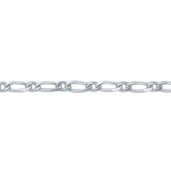 Sterling sølv 1,1 mm diamantkuttet Figaro-kjede