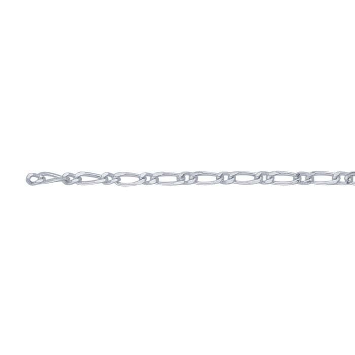Chaîne Figaro en argent sterling 1,1 mm à coupe diamantée