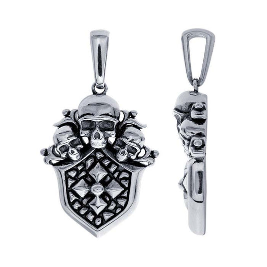 Sterling Silver Skull Shield Pendant