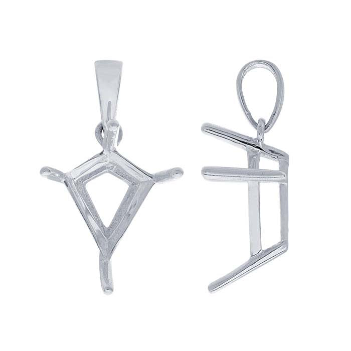 Sterling Silver 11 x 9mm Kite Basket Pendant Mounting