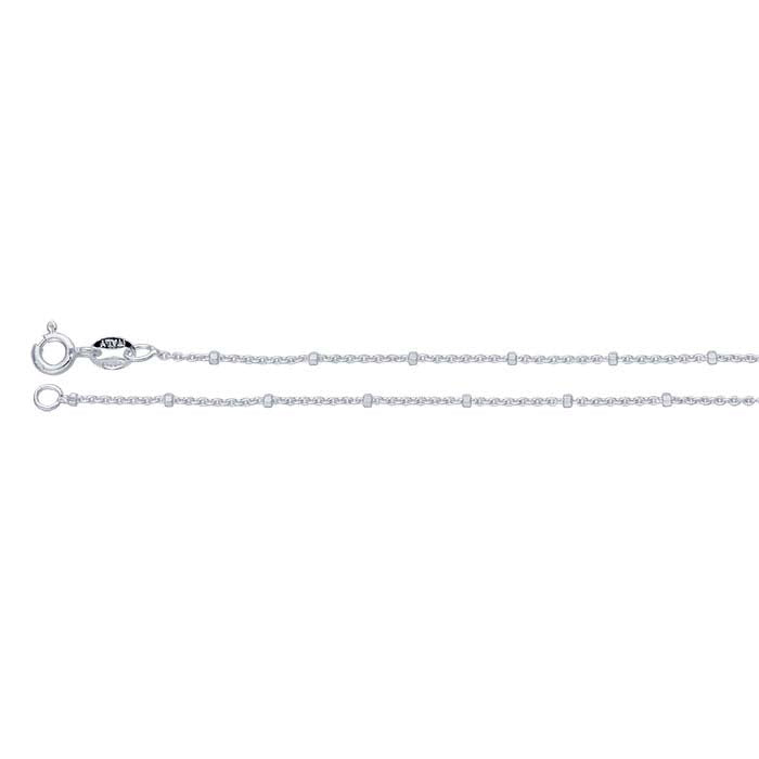 Sterling Silver 1.1mm Cable Chain with 1.5mm Faceted Beads