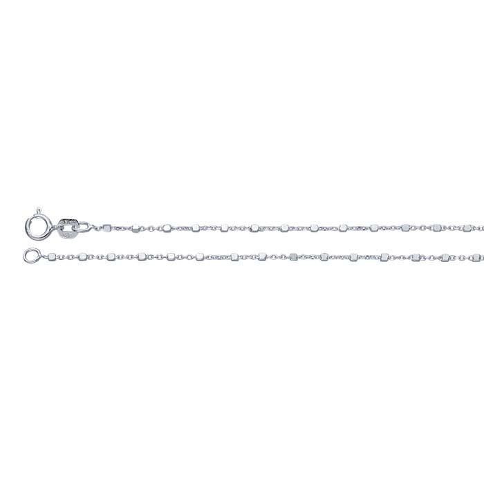 Sterling Silver 1mm Cable Chain with 1.2mm Cube Beads