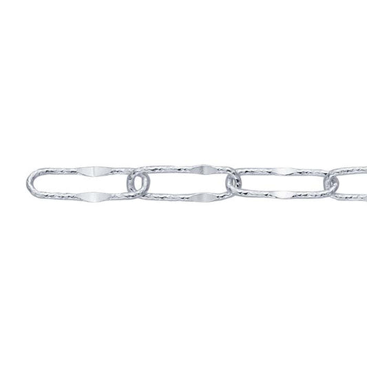Sterling Silver 4mm Diamond-Cut Cable Chain, By the Foot