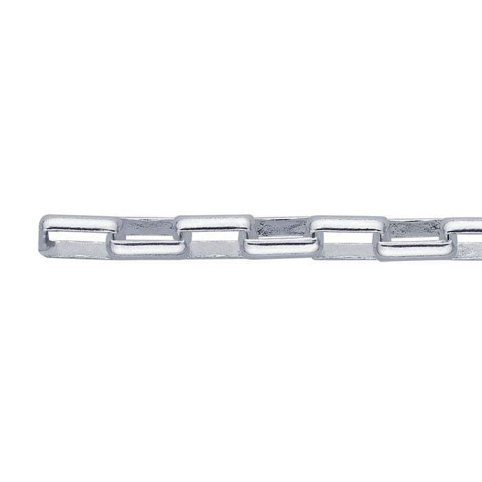 Sterling Silver 2.1mm Long Rounded Box Chain, By the Foot