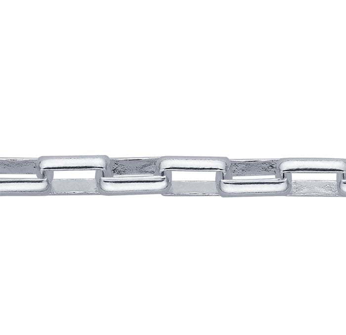 Sterling Silver 2.1mm Long Rounded Box Chain, By the Foot