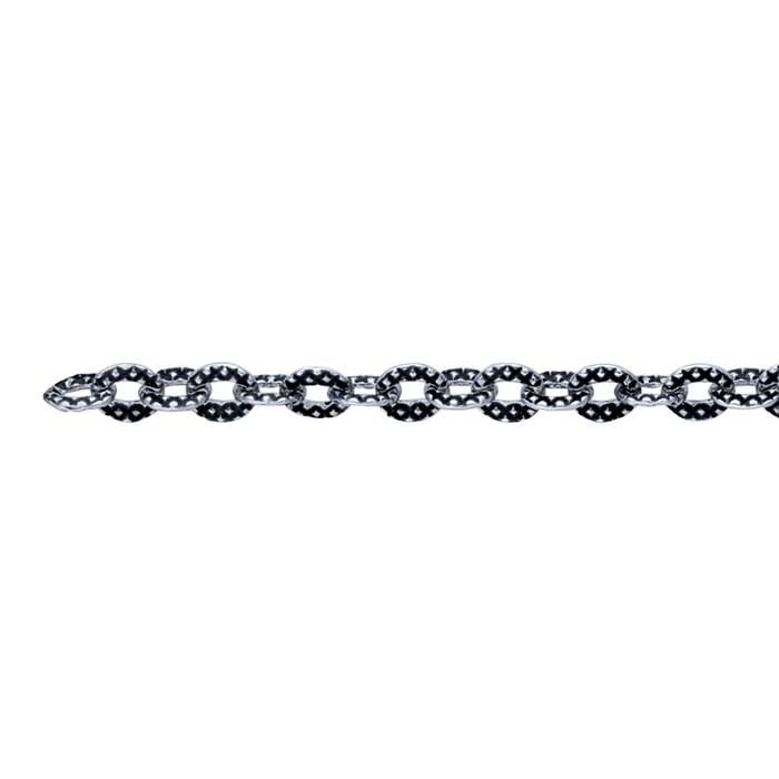 Sterling Silver Oxidized 2.3mm Patterned Oval Cable Chain, By the Foot