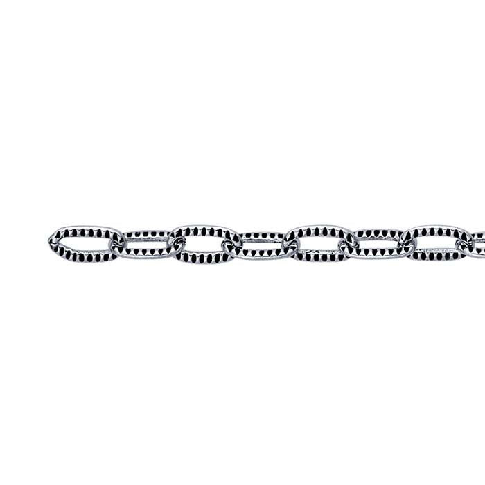 Sterling Silver Oxidized 2.1mm Patterned Cable Chain