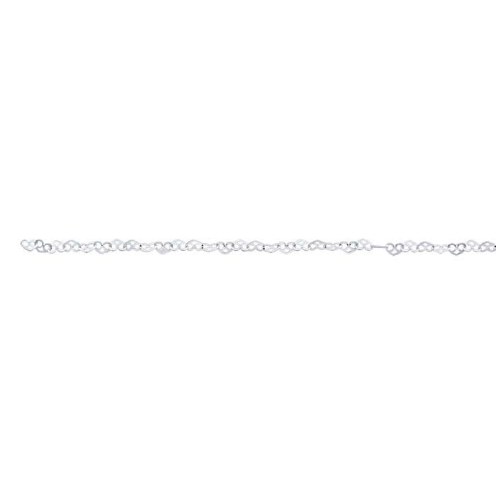 Sterling Silver Flat Heart Link Chain, By the Foot