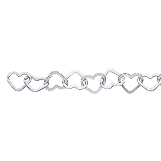 Sterling Silver 6mm Flat Heart Link Chain, By the Foot