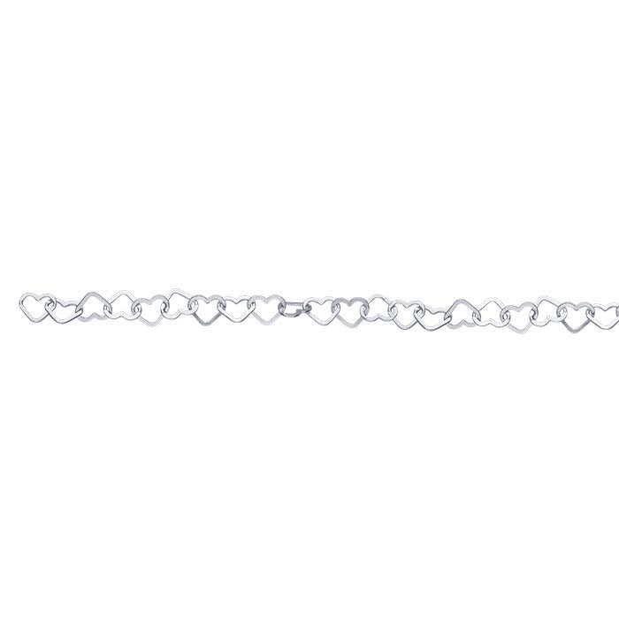 Sterling Silver 6mm Flat Heart Link Chain, By the Foot