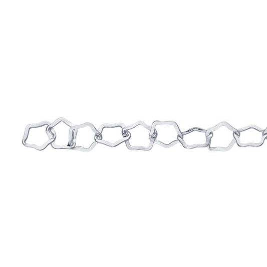 Sterling Silver 4mm Flat Star Link Chain, By the Foot