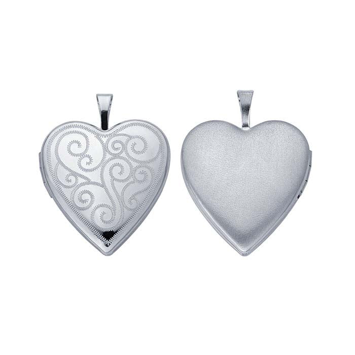 Sterling Silver Heart Scroll Locket Pendant