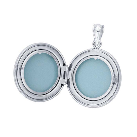 Sterling Silver Round North Star Locket Pendant