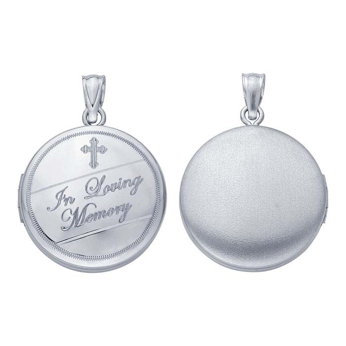 Sterling Silver Round "In Loving Memory" Locket Pendant