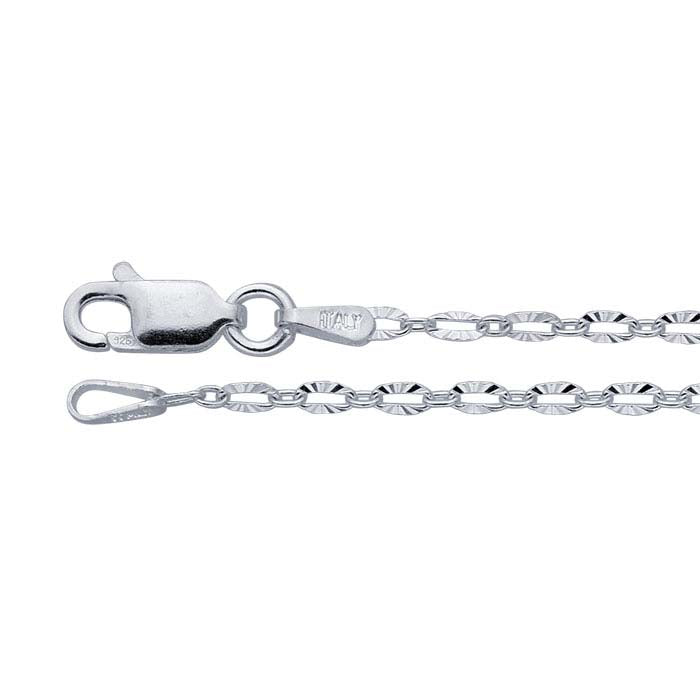 Sterling sølv 1,9 mm mønstret oval kabelkjede