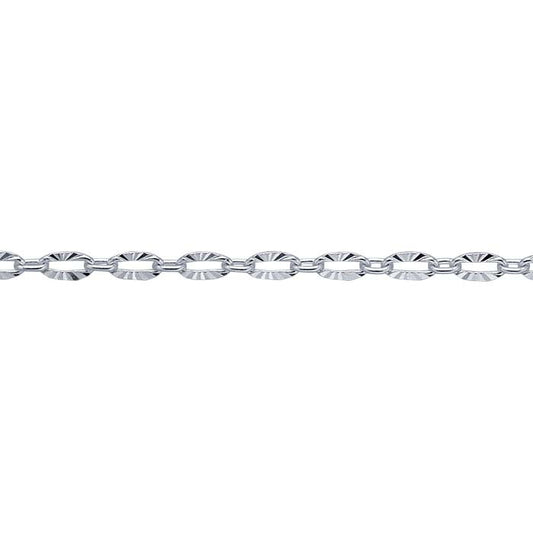 Sterling sølv 1,9 mm mønstret oval kabelkjede, per fot