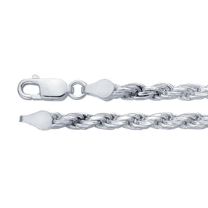 Sterling Zilver 3,5mm Diamantgeslepen Franse Touwketting