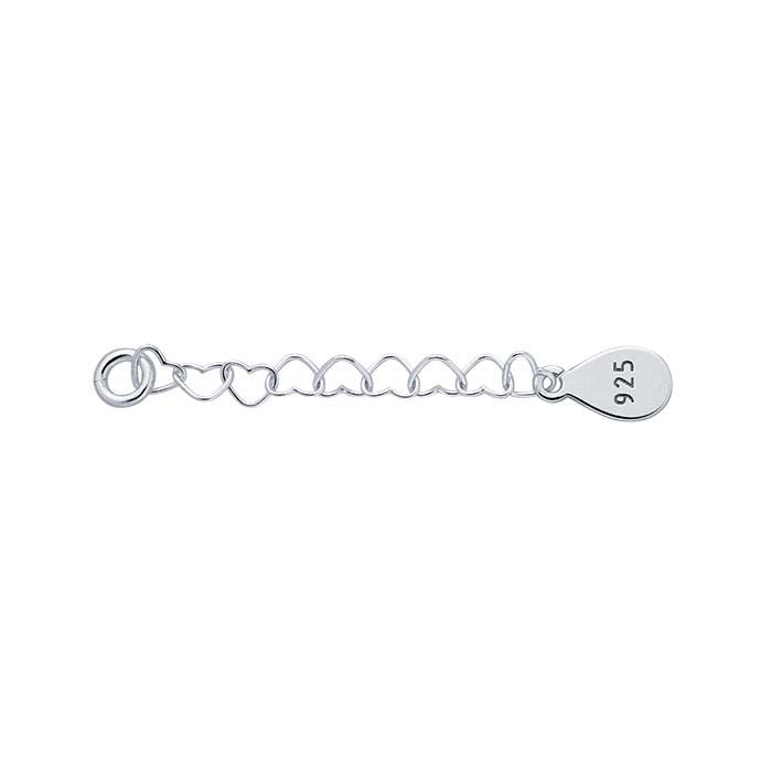 Sterling Silver 3mm Heart Link Chain Extender with Tag