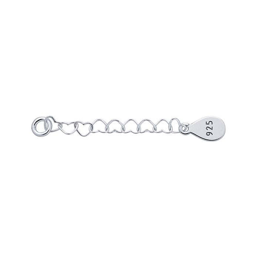 Förlängningskedja i sterlingsilver med hjärtformade länkar 3 mm och bricka