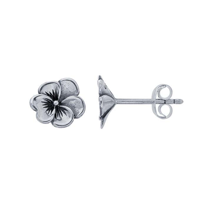 Sterling Silver Pansy Post Earring
