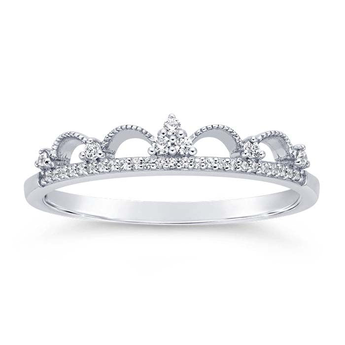 Sterling Silver CZ-Set Tiara Ring