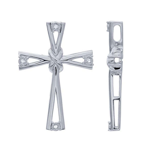 Sterling Silver Diamond-Set Cross Pendant