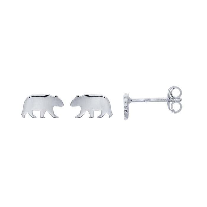 Pendientes de plata de ley con forma de oso