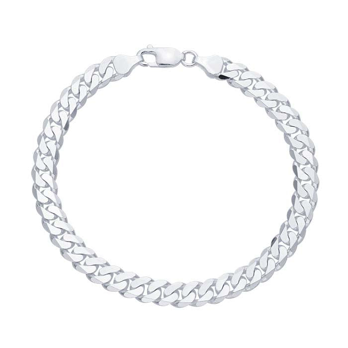 Sterling Silver Diamond-Cut Pavé-Look Curb Chain Bracelet