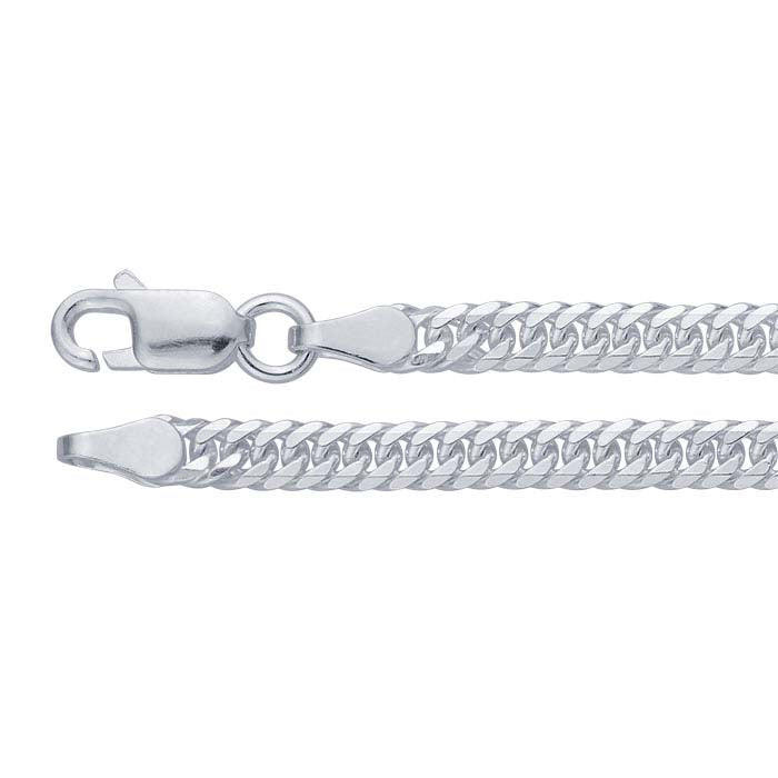 Sterling Silver 2.5mm Diamond-Cut Beveled Curb Chain